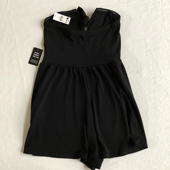 Express Tie Front Black Strapless Romper Jumper XS - Picture 4 of 5
